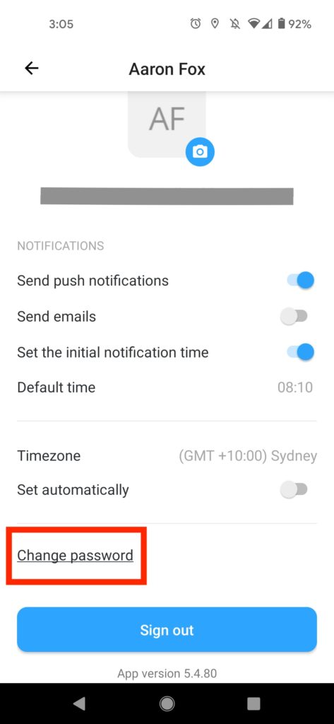 Change Password